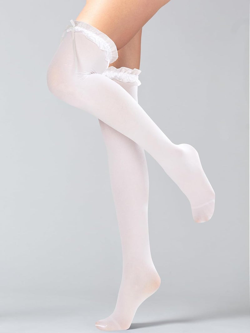 Benefeet Sox Thigh High Socks for Women with Bow Ruffle Frilly Long Knee High Stockings Cute Sexy Sheer Stockings - Image 5